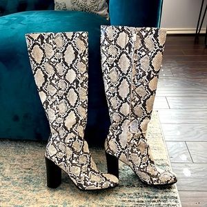 Kenneth Cole Snake Print Knee High Boots
